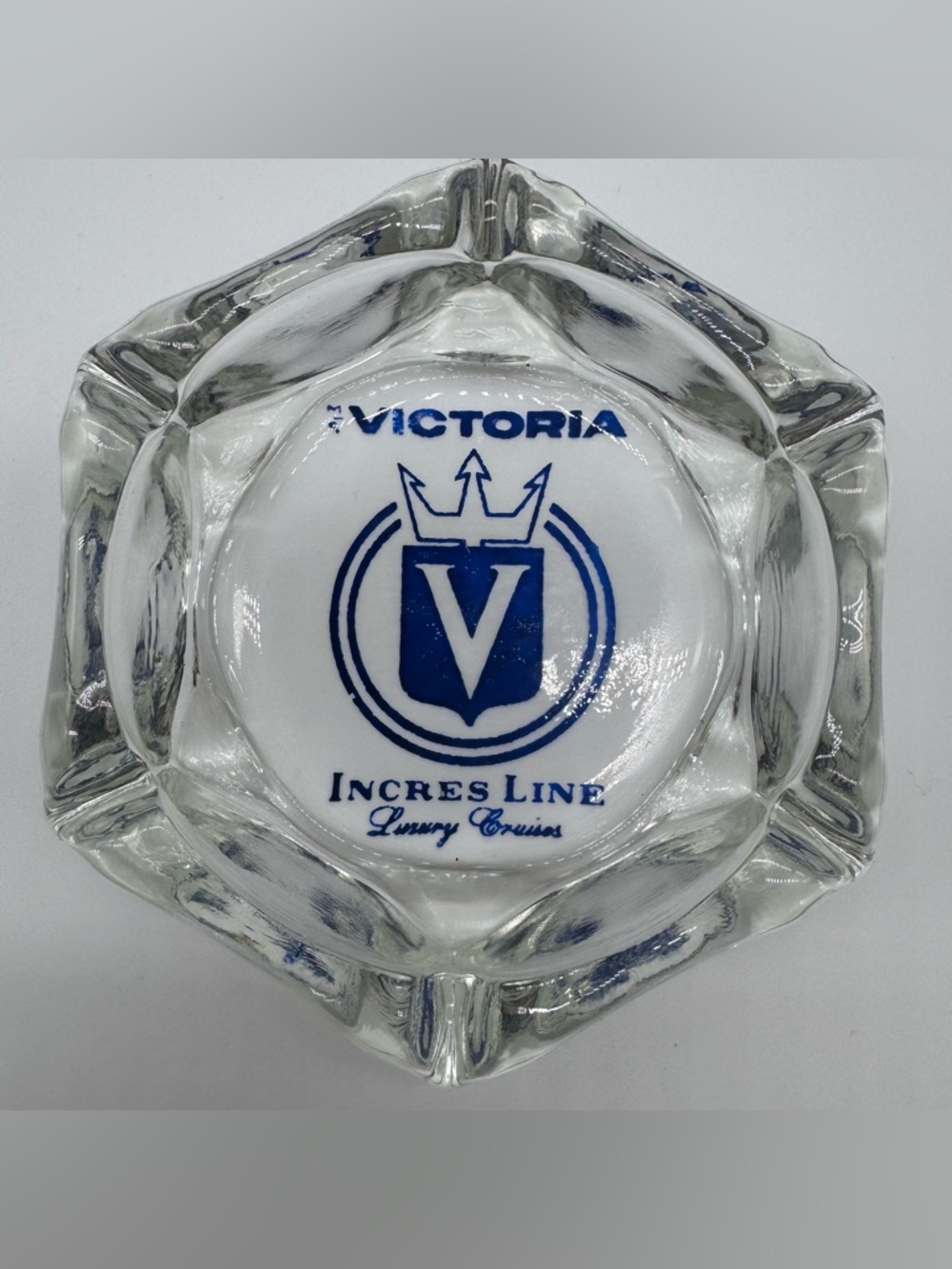 Vintage Victoria Incres Line Cruise Ashtray Thick Glass Nautical